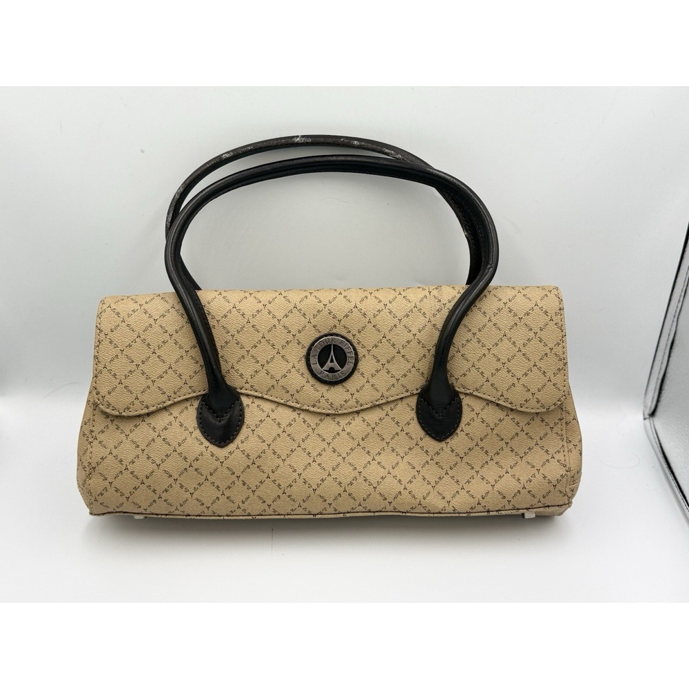 La Tour Eiffel 1887 Satchel Handbag Coated Signature Canvas Bag Leather Trim New